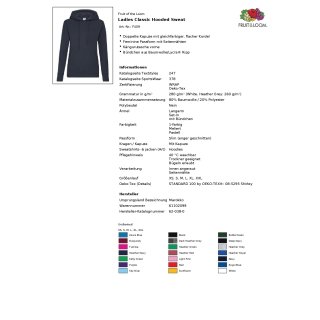 Fruit of the Loom Ladies´ Classic Hooded Sweat  F409