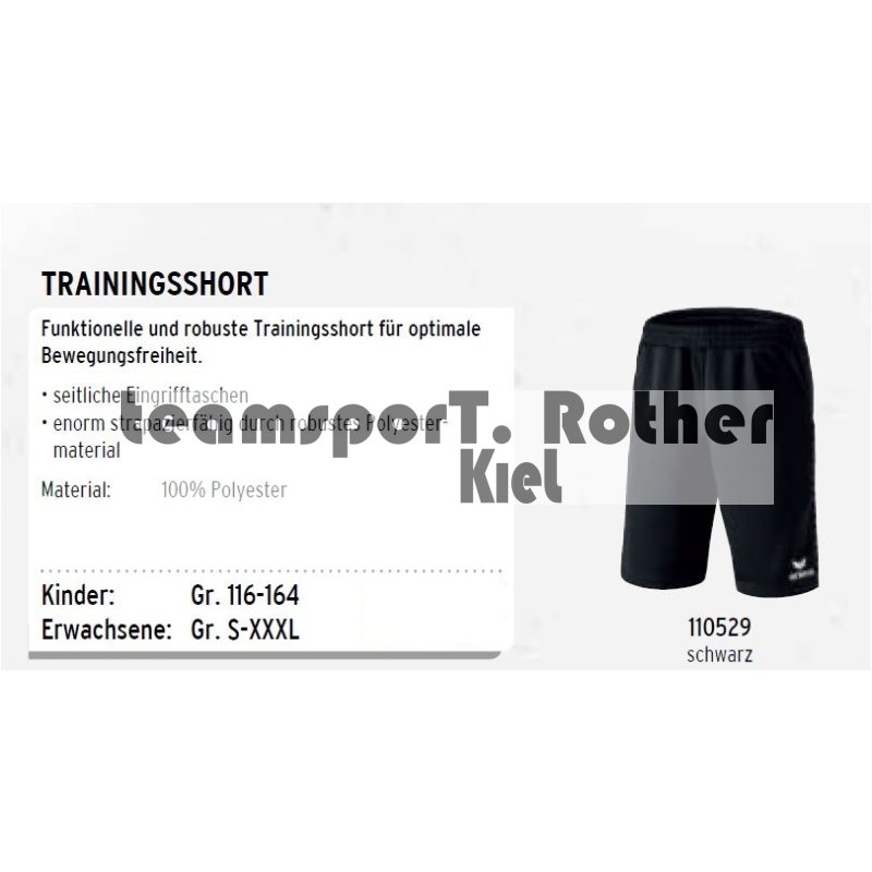 110529 Erima Trainingsshort kurze Sporthose mit Taschen schwarz 
