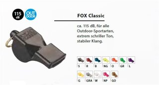 Fox 40 / Erima Schiedsrichterpfeife 115 DB viele Farben Erima schwarz