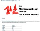 10er Markierungskegel Set mit Zahlen 0 bis 9...
