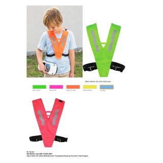 Safety Collar with Safety Clasp for Kids Reflektor Überwuf Warnweste KX202 XS neon grün