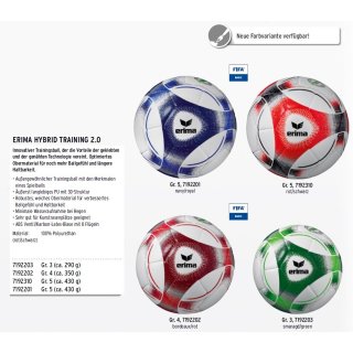 erima Fußball Hybrid Training Größen 3,4,5 Ball PU Carbon-Latex Trainingsball 