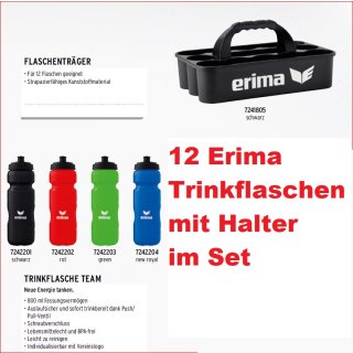 Erima 12er Trinkflaschen Set mit Halter