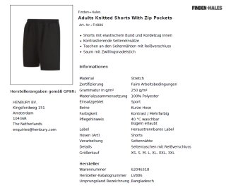 Finden+Hales Adults Knitted Shorts with Zip Pockets FH886