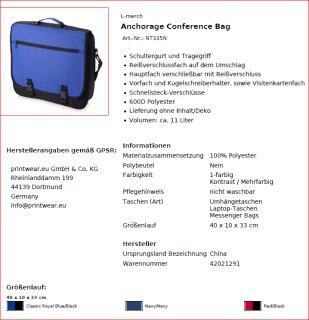 Anchorage Conference Bag NT335N Funktionale Umhängetasche